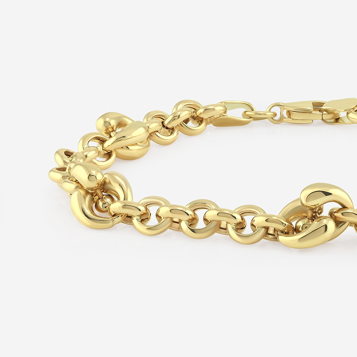 Additional Image 1 for  Plain Gold Station Link Chain Bracelet
