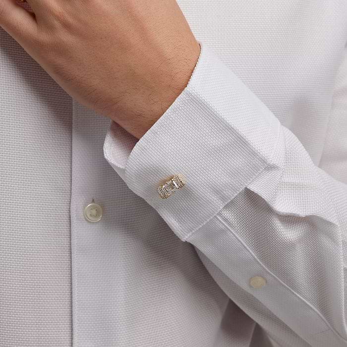 Round Pave Set Emerald Cufflinks
