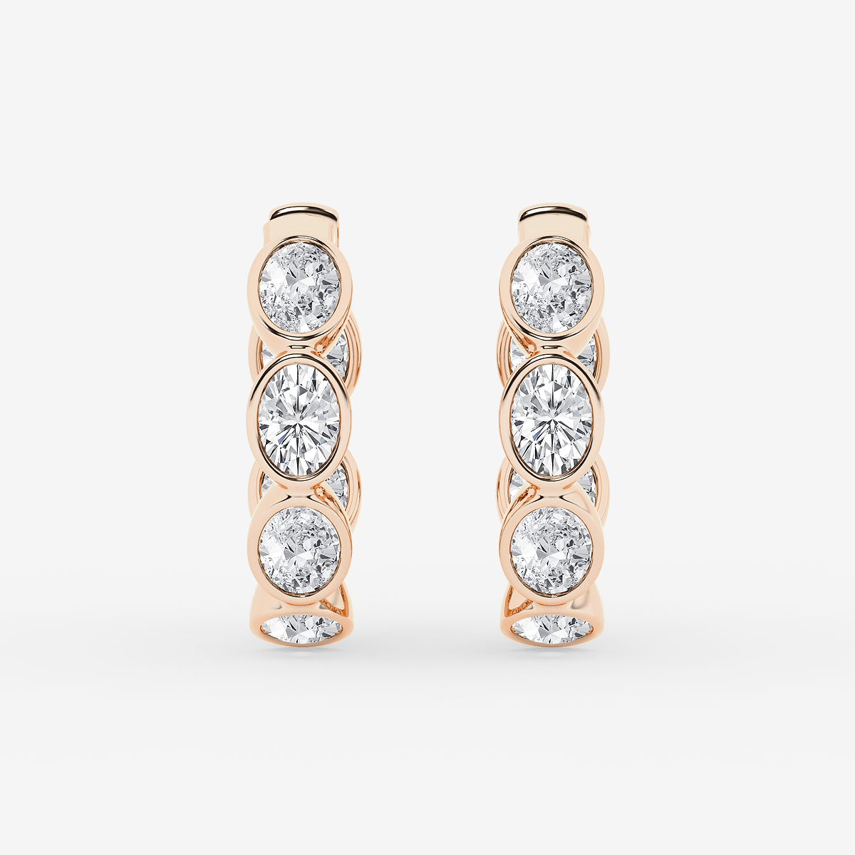2 ctw Oval Lab Grown Diamond Huggie Hoop Earrings