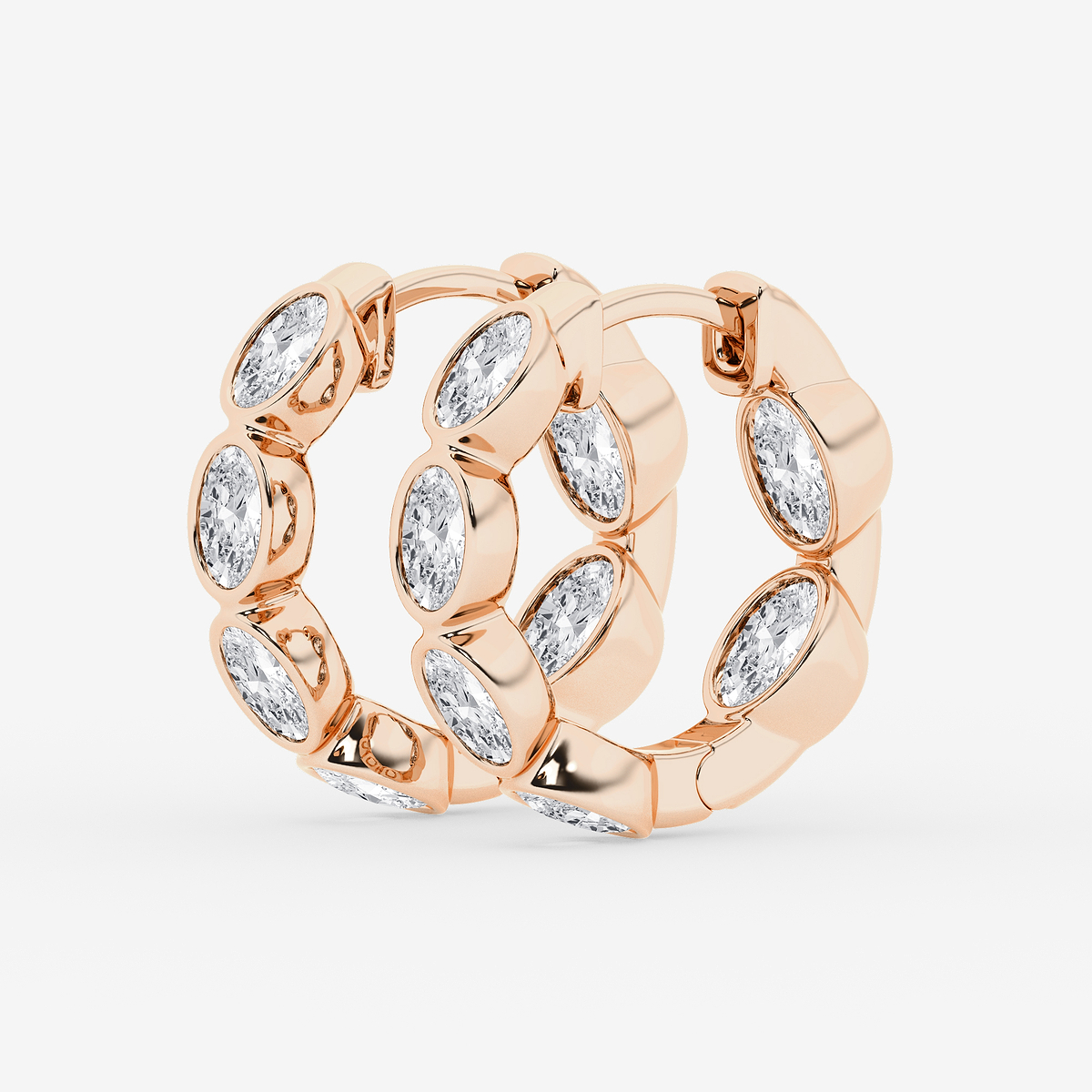 Additional Image 1 for  2 ctw Oval Lab Grown Diamond Huggie Hoop Earrings