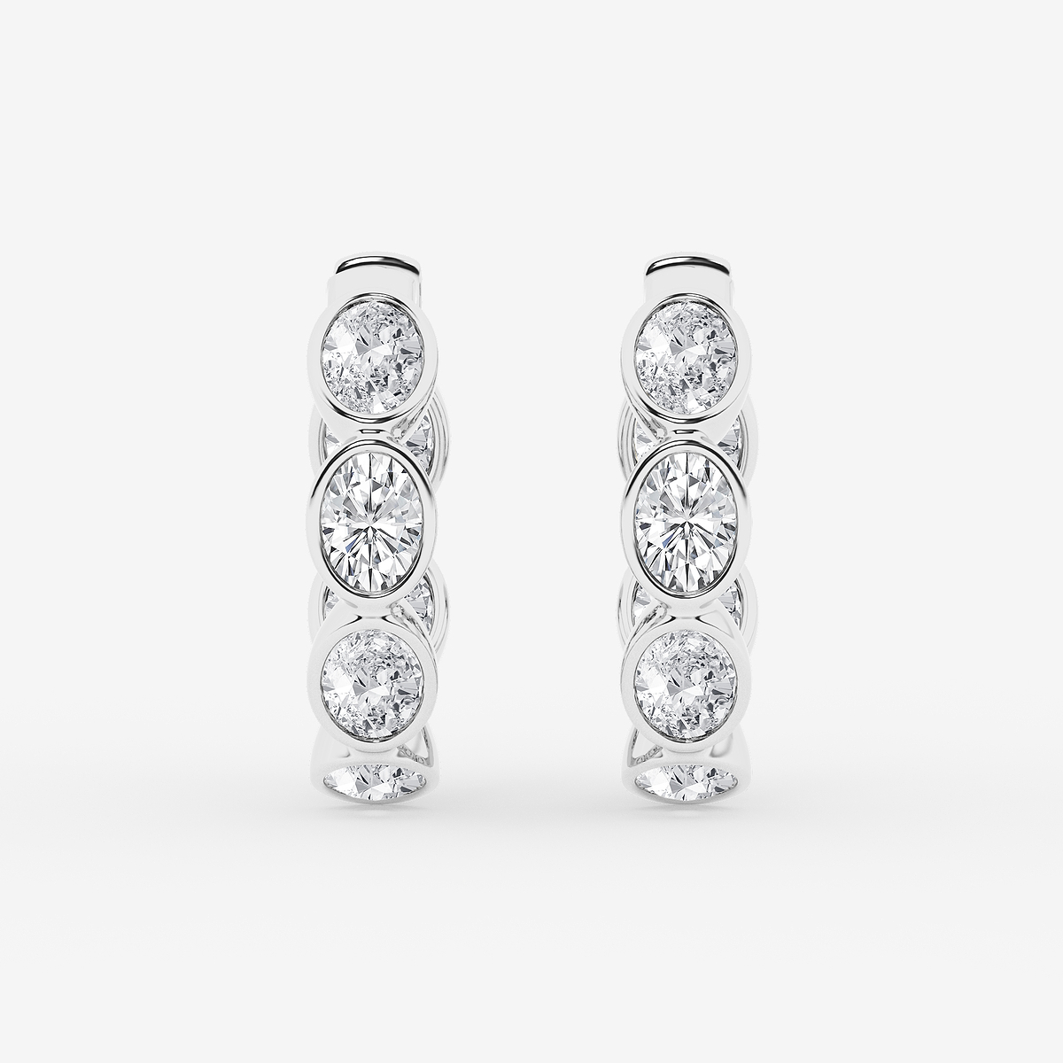 2 ctw Oval Lab Grown Diamond Huggie Hoop Earrings