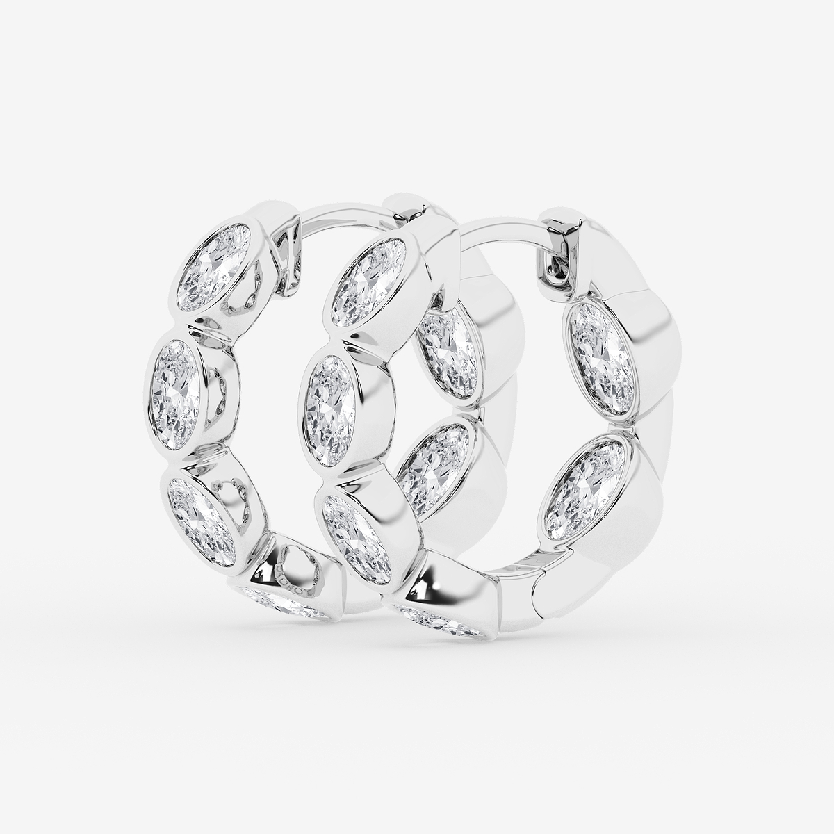 Additional Image 1 for  2 ctw Oval Lab Grown Diamond Huggie Hoop Earrings