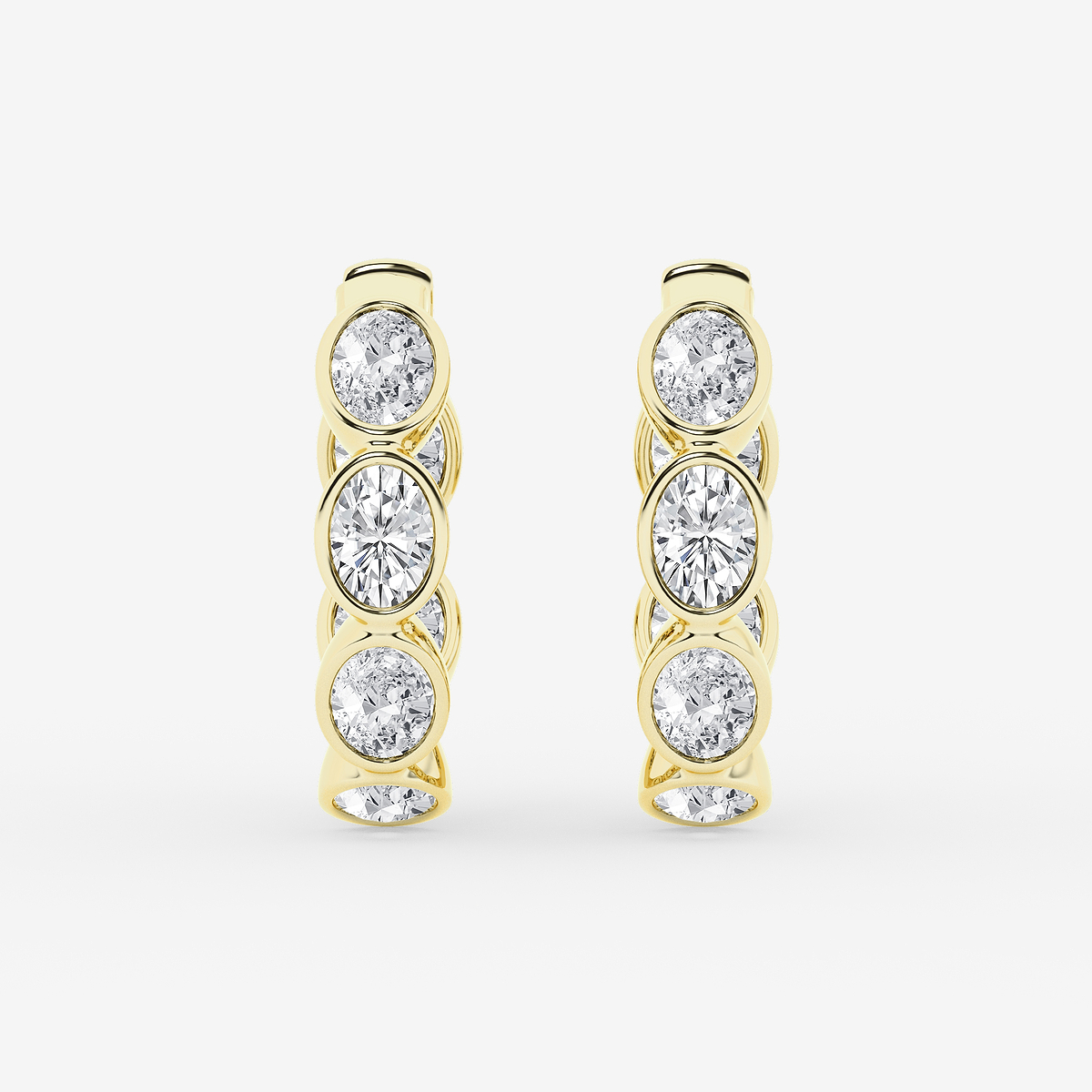 2 ctw Oval Lab Grown Diamond Huggie Hoop Earrings