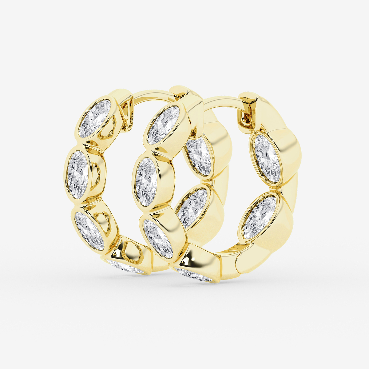 Additional Image 1 for  2 ctw Oval Lab Grown Diamond Huggie Hoop Earrings