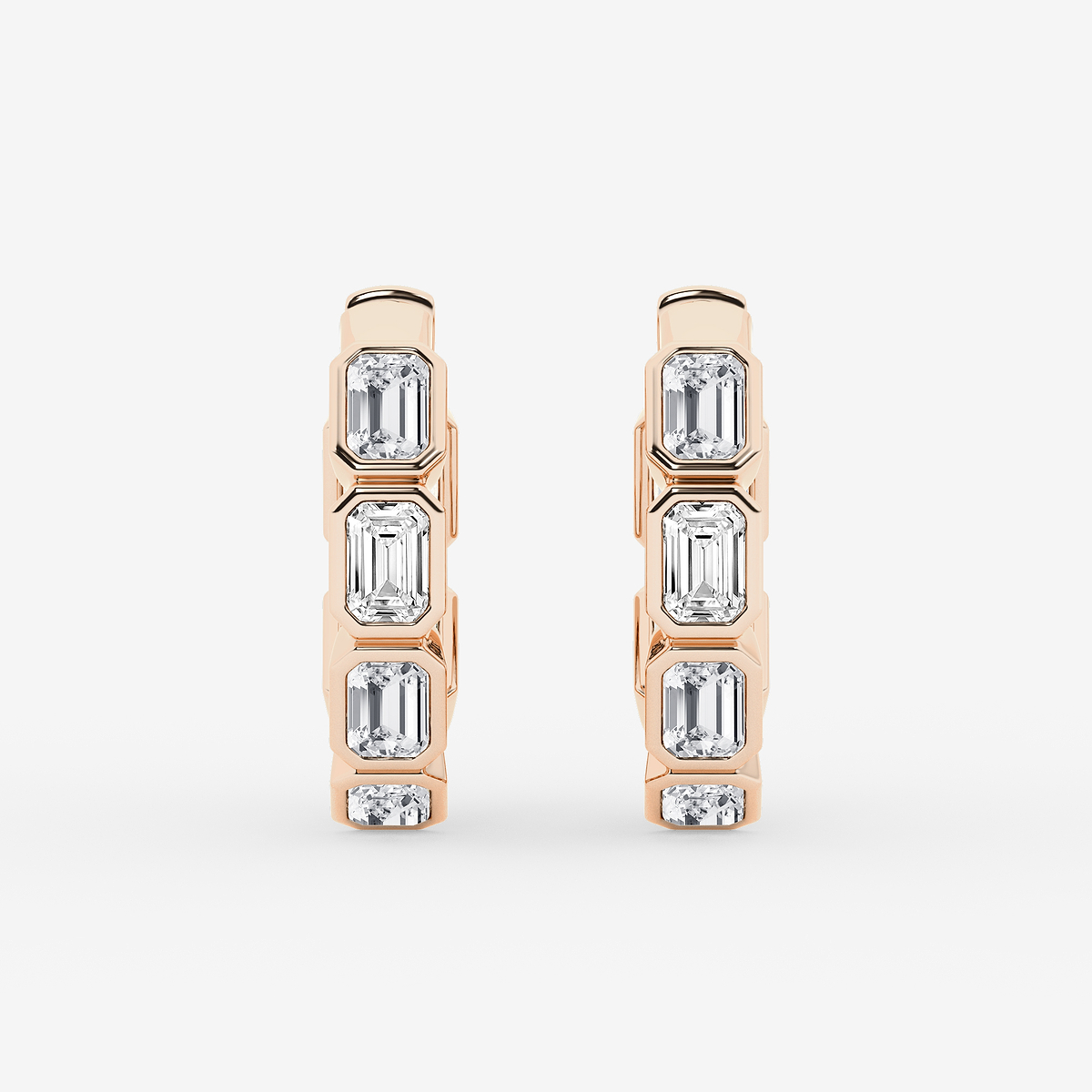 2 ctw Emerald Lab Grown Diamond Huggie Hoop Earrings