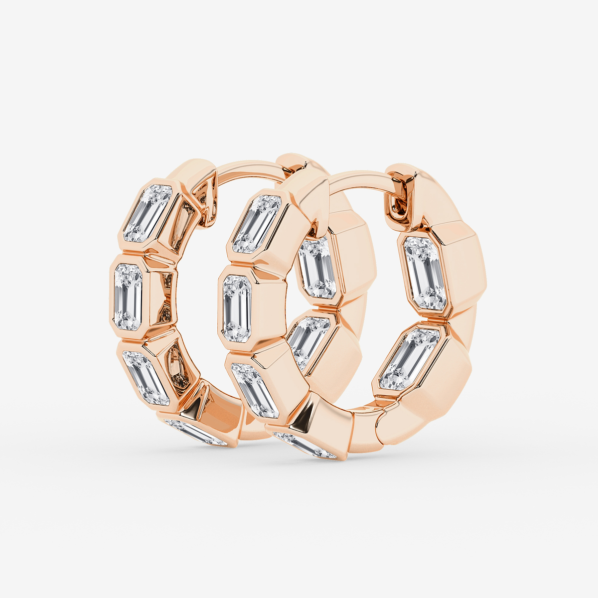 Additional Image 1 for  2 ctw Emerald Lab Grown Diamond Huggie Hoop Earrings