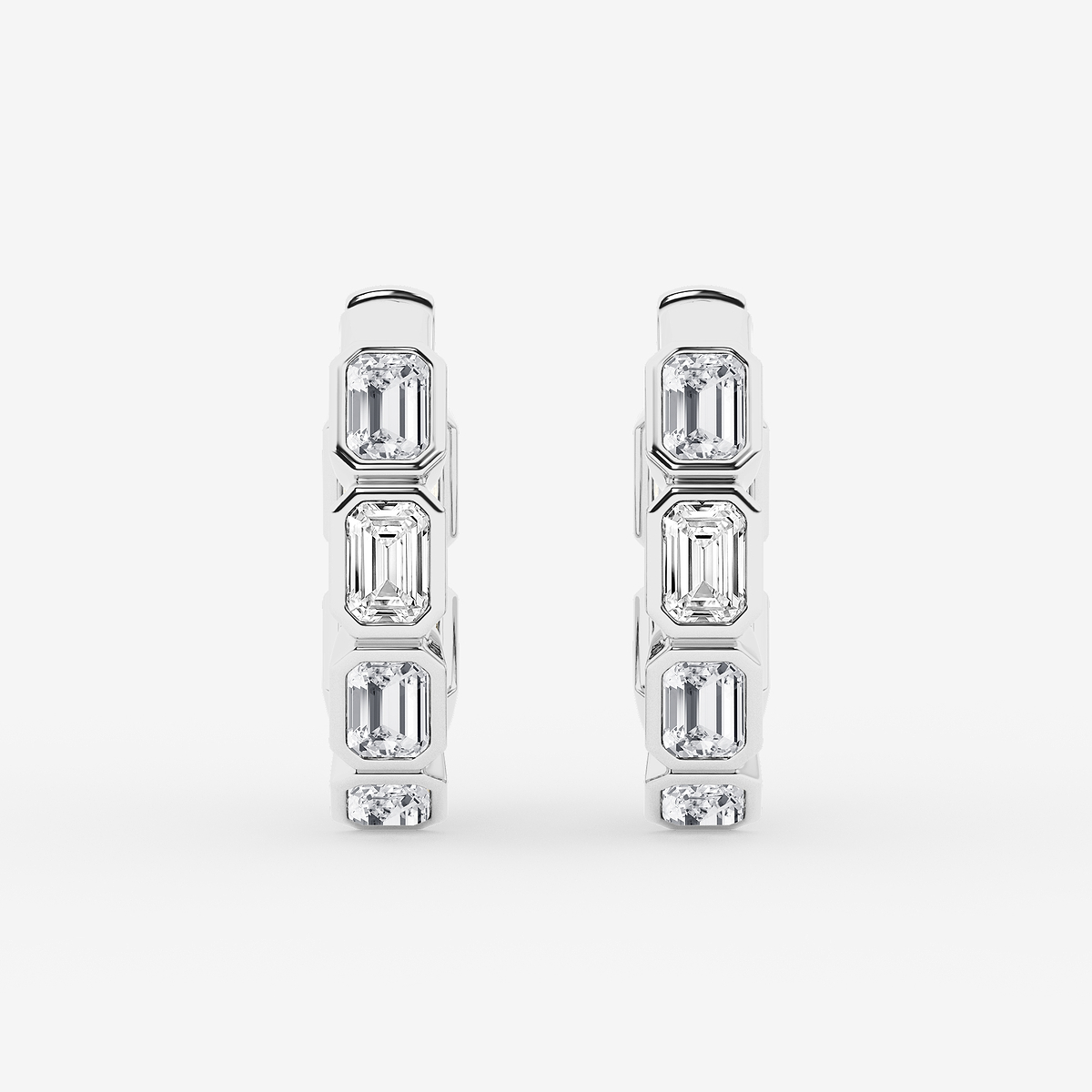 2 ctw Emerald Lab Grown Diamond Huggie Hoop Earrings