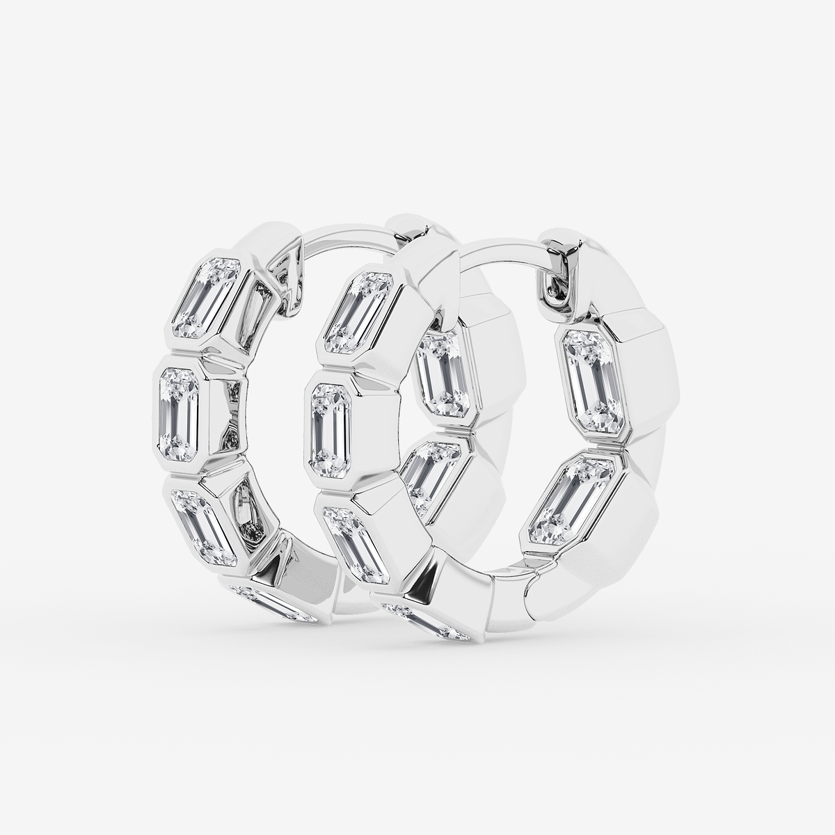 Additional Image 1 for  2 ctw Emerald Lab Grown Diamond Huggie Hoop Earrings