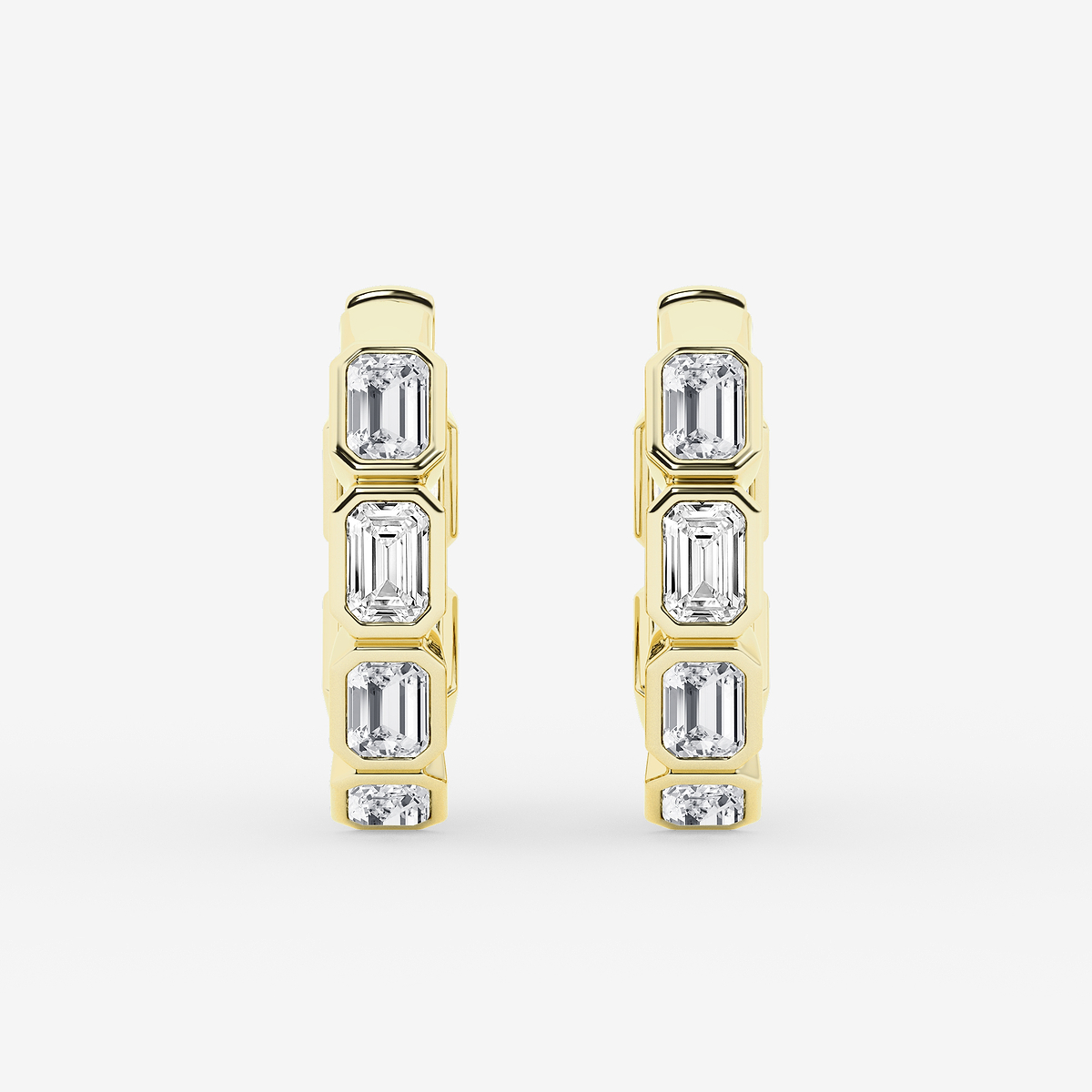 2 ctw Emerald Lab Grown Diamond Huggie Hoop Earrings