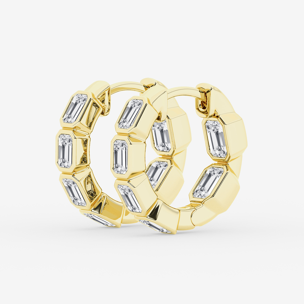 Additional Image 1 for  2 ctw Emerald Lab Grown Diamond Huggie Hoop Earrings
