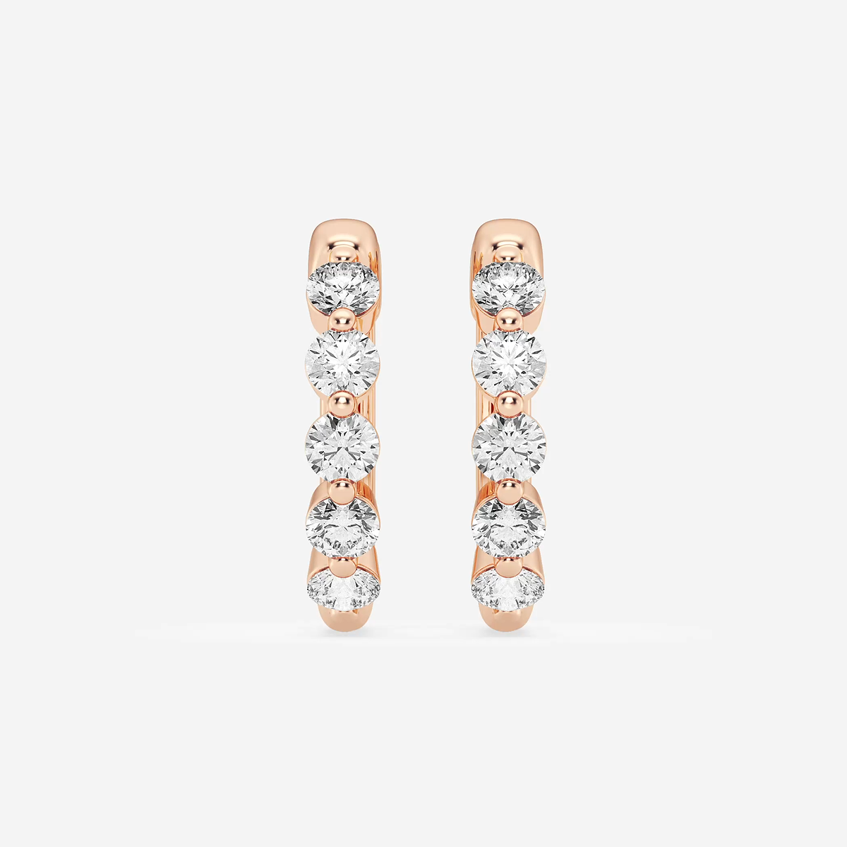 7/8 ctw Round Lab Grown Diamond Floating Hoop Earrings