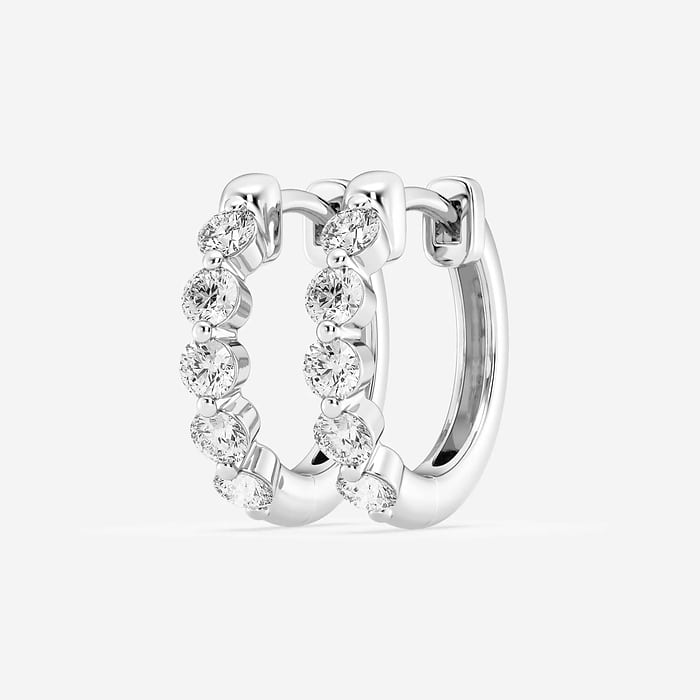 7/8 ctw Round Lab Grown Diamond Floating Hoop Earrings