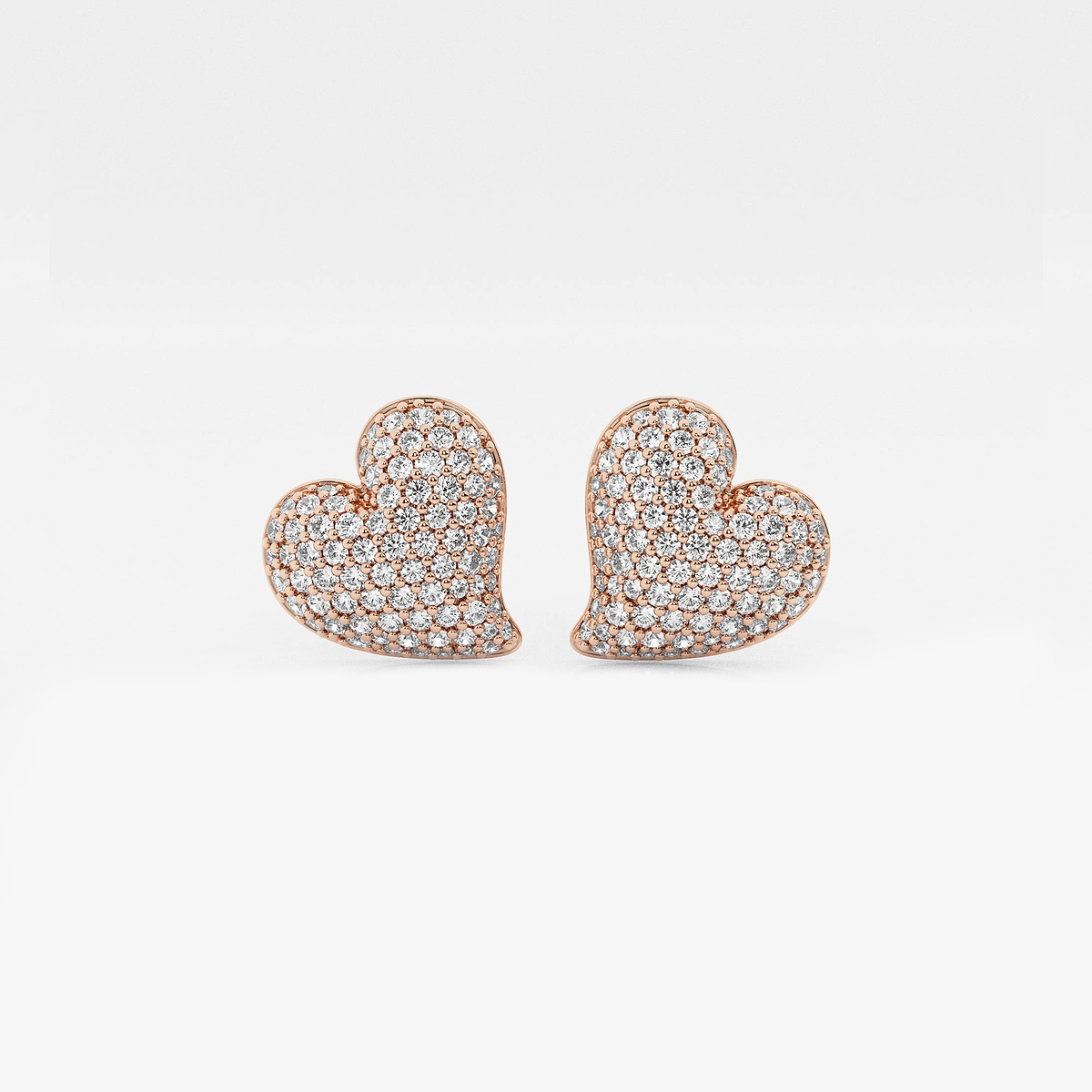 3/4 ctw Round Lab Grown Diamond Heart Shape Pave Stud Earring