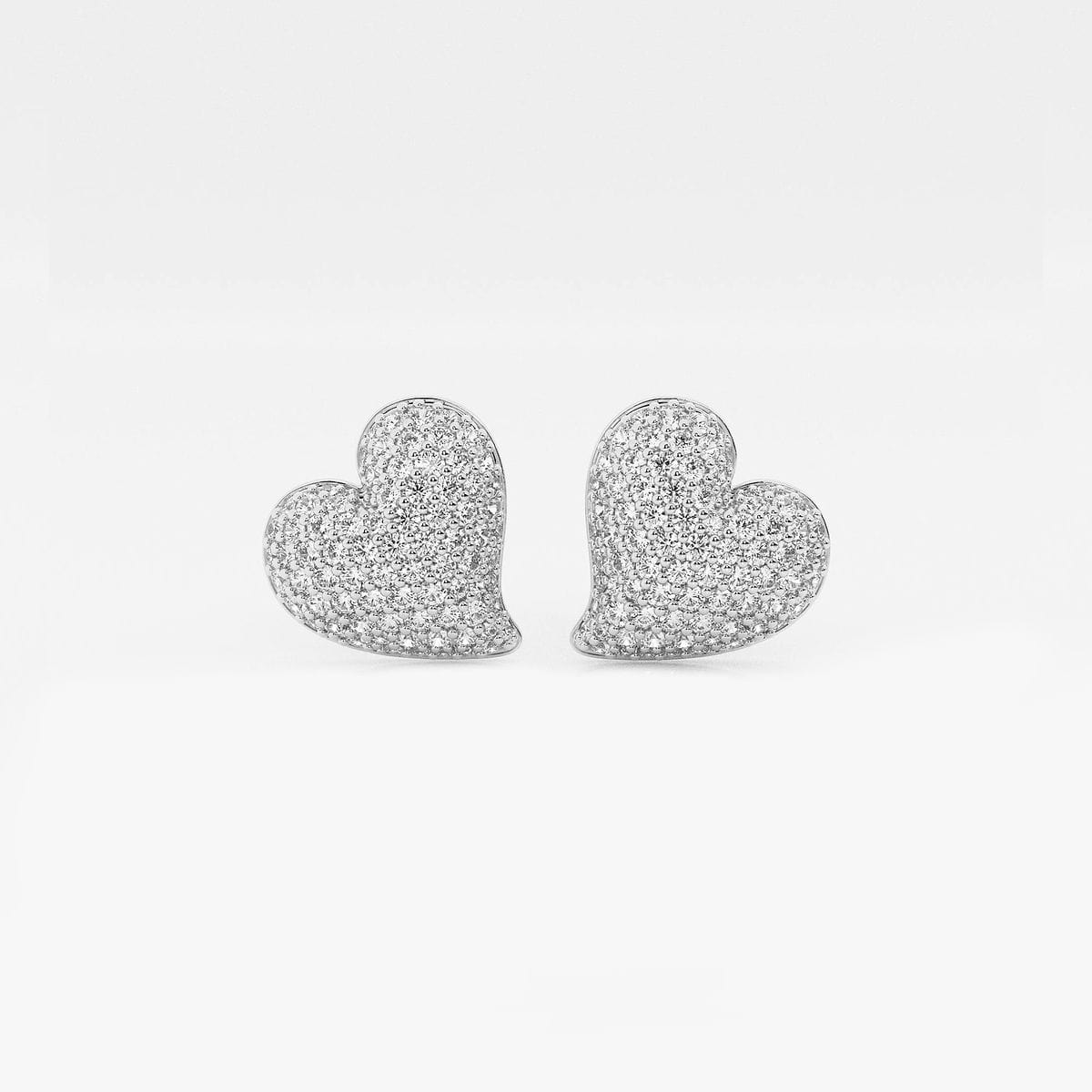 3/4 ctw Round Lab Grown Diamond Heart Shape Pave Fashion Stud Earring