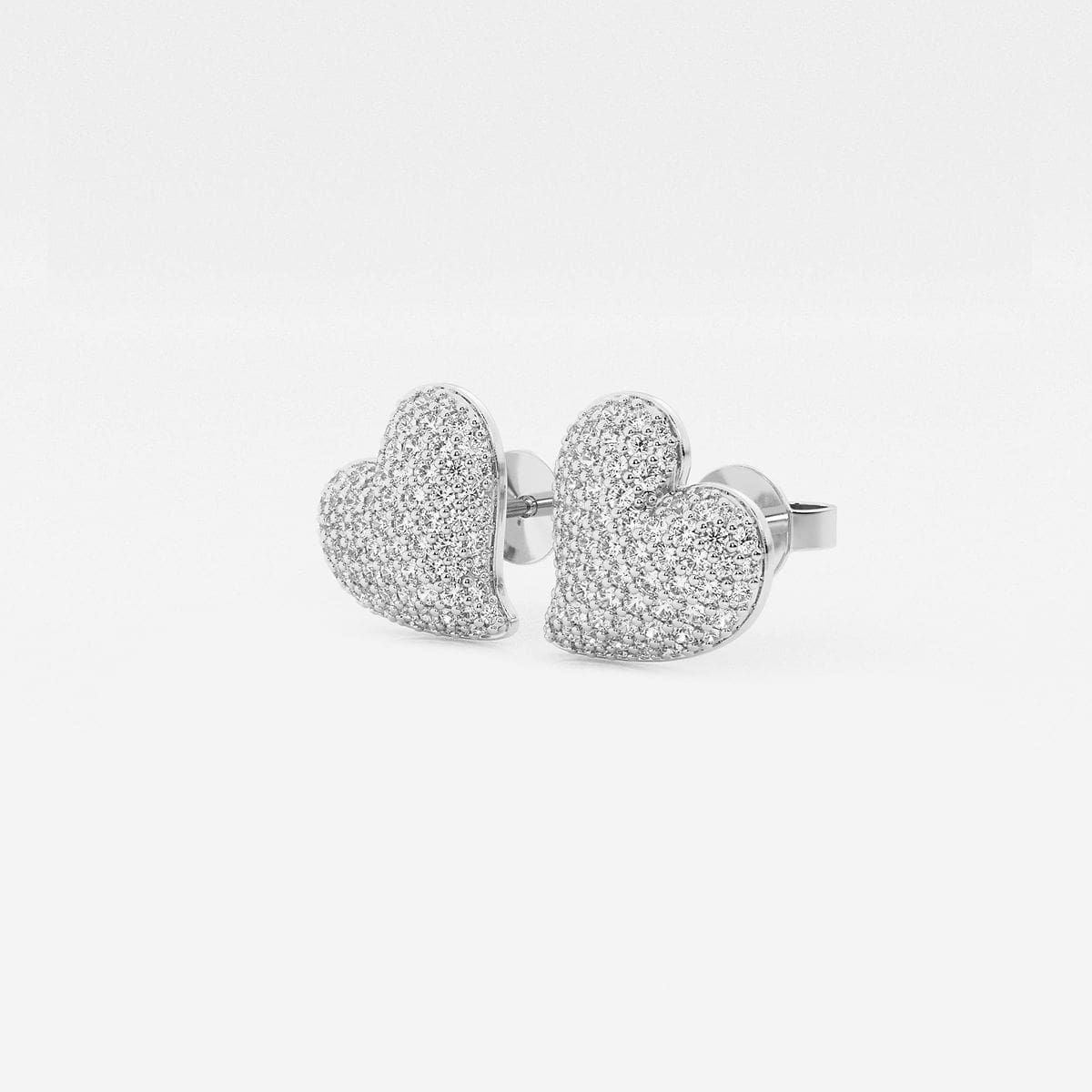 Additional Image 1 for  3/4 ctw Round Lab Grown Diamond Heart Shape Pave Fashion Stud Earring