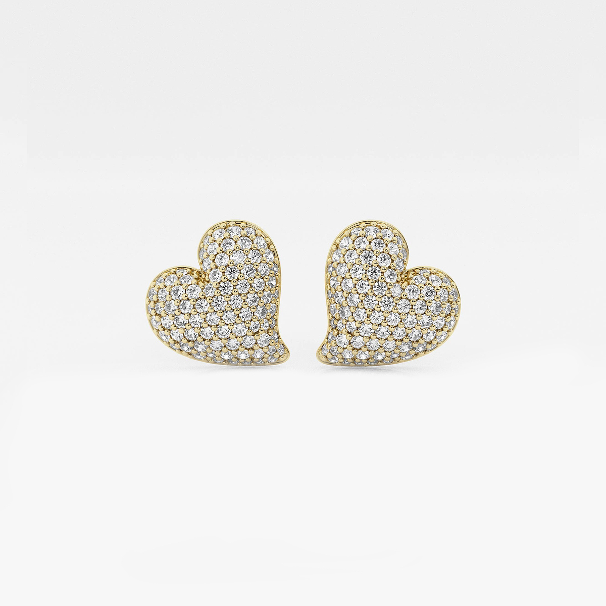 3/4 ctw Round Lab Grown Diamond Heart Shape Pave Stud Earring