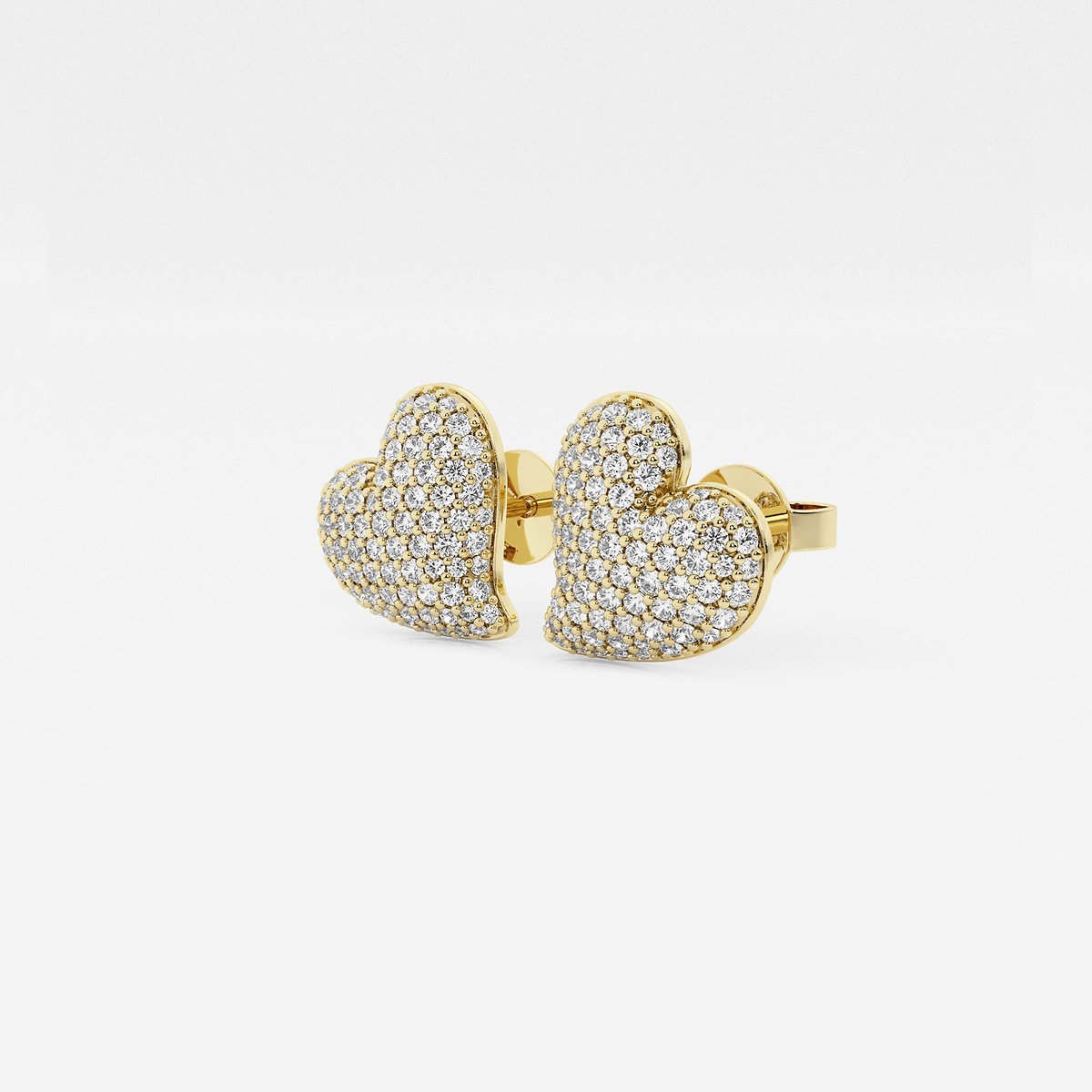 Additional Image 1 for  3/4 ctw Round Lab Grown Diamond Heart Shape Pave Stud Earring