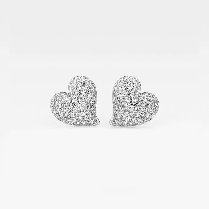 Round Heart Shape Pave Fashion Stud Earring