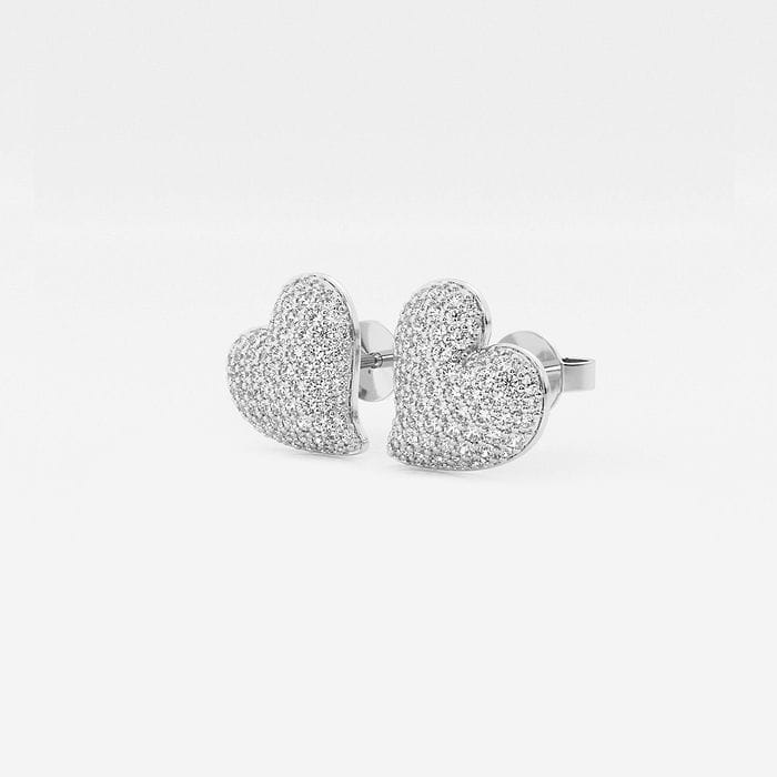 Round Heart Shape Pave Fashion Stud Earring