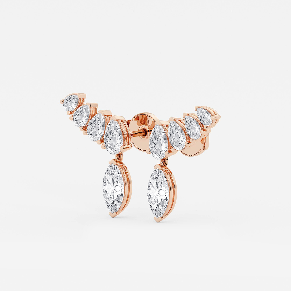 Additional Image 1 for  4 ctw Marquise Lab Grown Diamond with Pear Shape Ear Climber Earrings