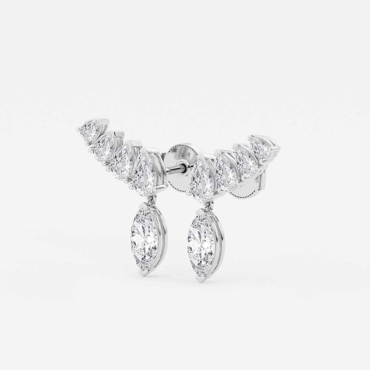 Additional Image 1 for  4 ctw Marquise Lab Grown Diamond with Pear Shape Ear Climber Fashion Earrings