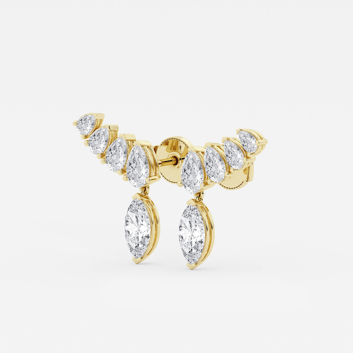 Additional Image 1 for  4 ctw Marquise Lab Grown Diamond with Pear Shape Ear Climber Earrings