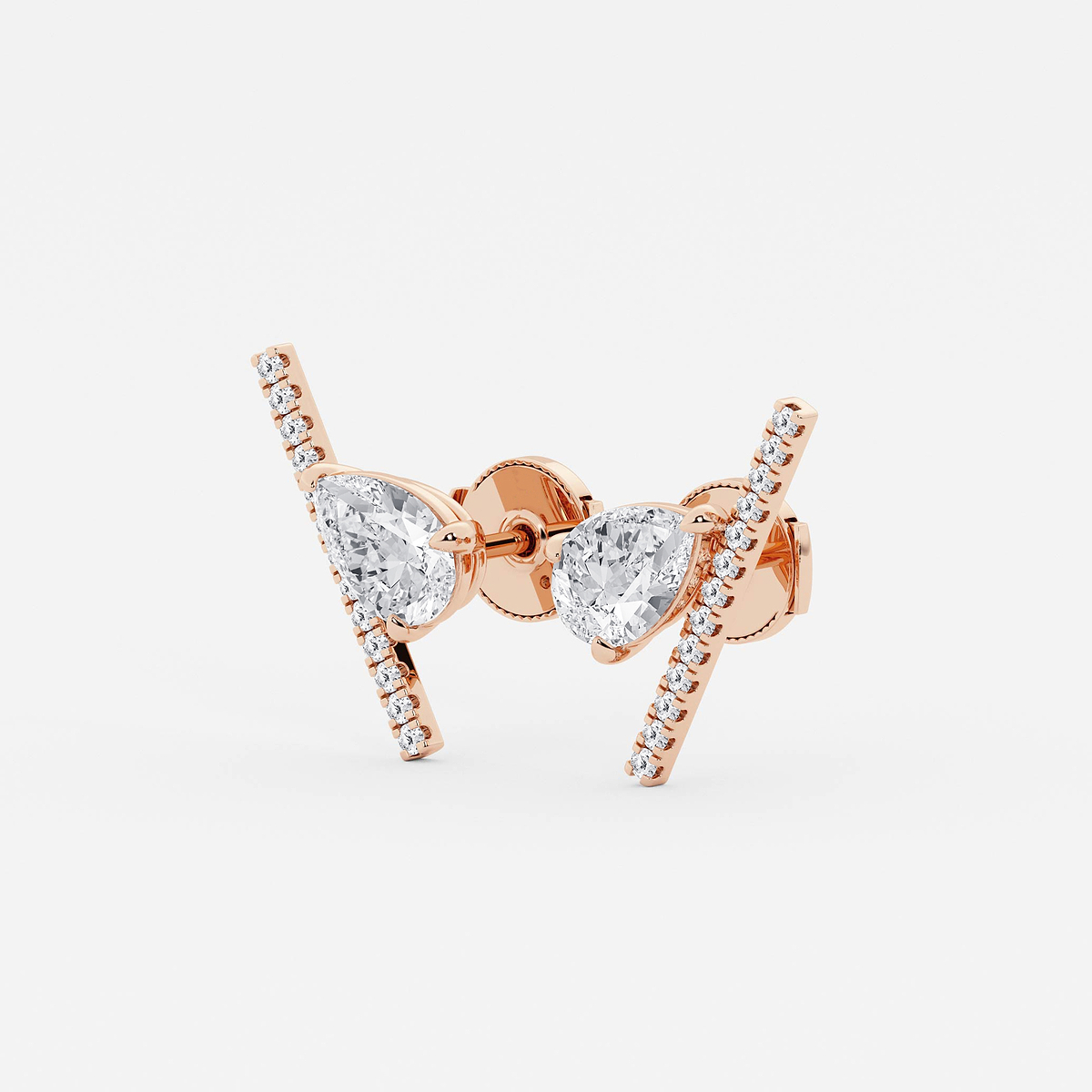 Additional Image 1 for  2 1/4 ctw Pear Lab Grown Diamond with Round Micro Pave Bar Stud Earrings