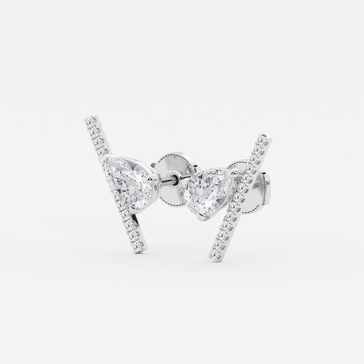 Additional Image 1 for  2 1/4 ctw Pear Lab Grown Diamond with Round Micro Pave Bar Stud Earrings