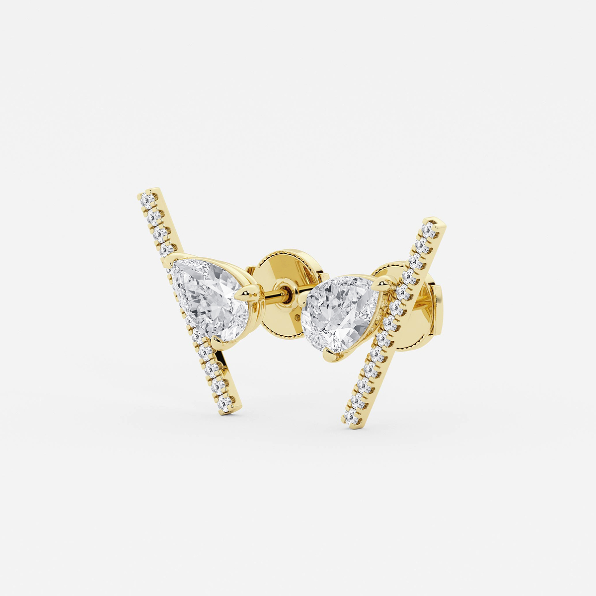 Additional Image 1 for  2 1/4 ctw Pear Lab Grown Diamond with Round Micro Pave Bar Stud Earrings