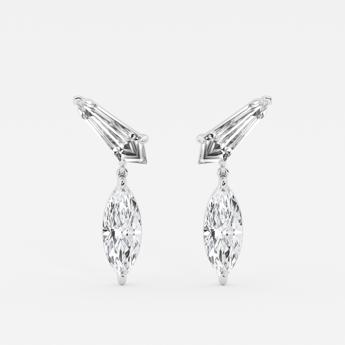 4 ctw Marquise & Sheild Lab Grown Diamond Ear Climber Drop Earrings