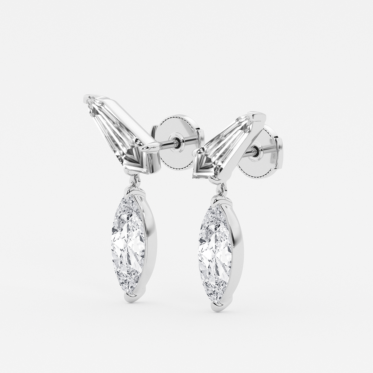 Additional Image 1 for  4 ctw Marquise & Sheild Lab Grown Diamond Ear Climber Drop Earrings