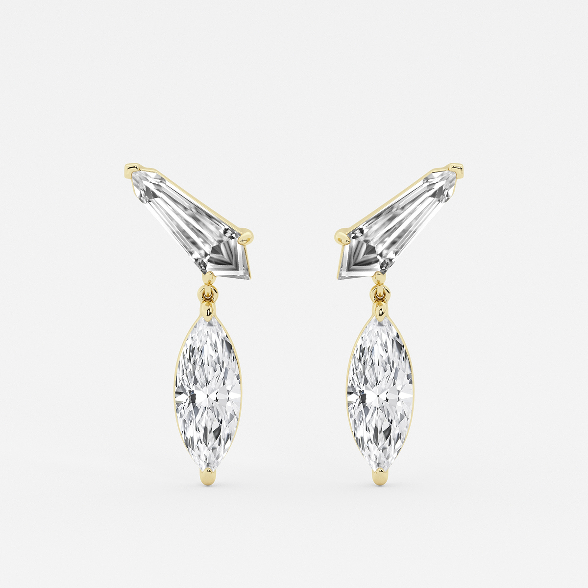 4 ctw Marquise & Sheild Lab Grown Diamond Ear Climber Drop Earrings