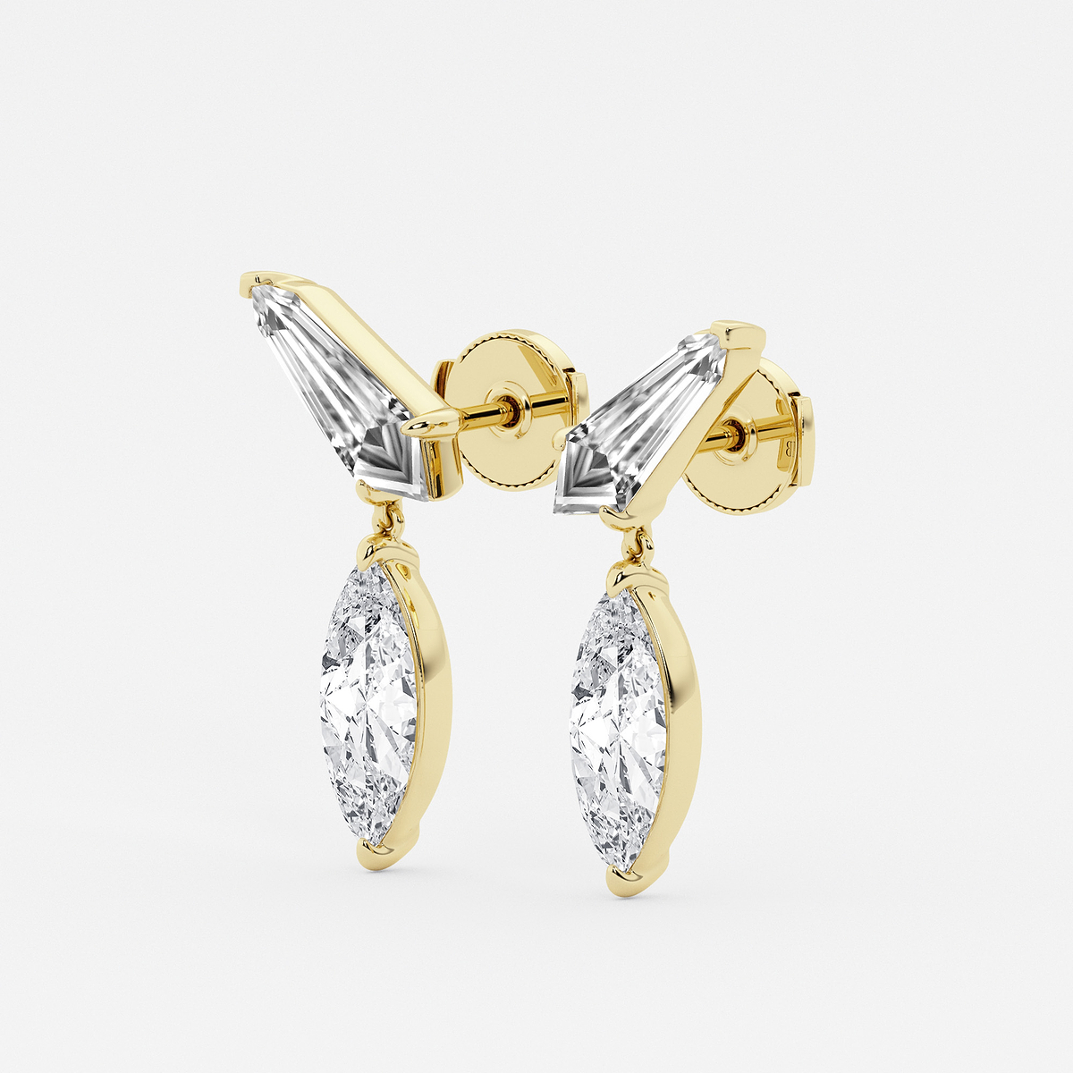Additional Image 1 for  4 ctw Marquise & Sheild Lab Grown Diamond Ear Climber Drop Earrings