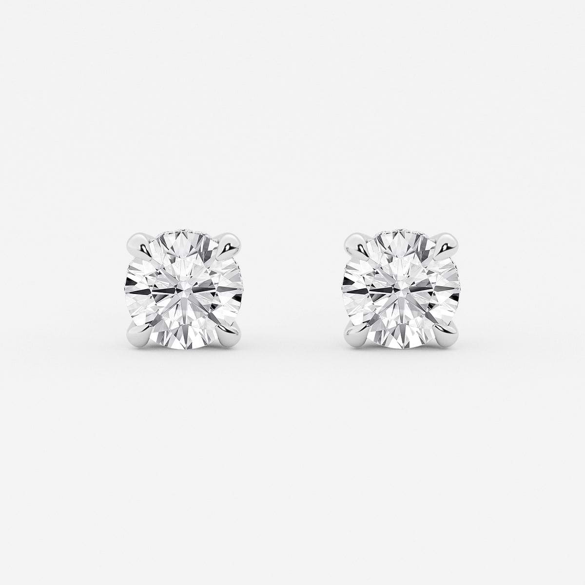 3 ctw Round Lab Grown Diamond Hidden Halo Basket Stud Earrings Platinum, H, SI