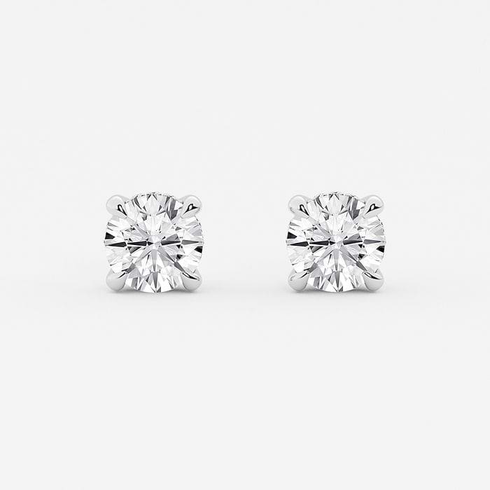 Round Hidden Halo Basket Stud Earrings