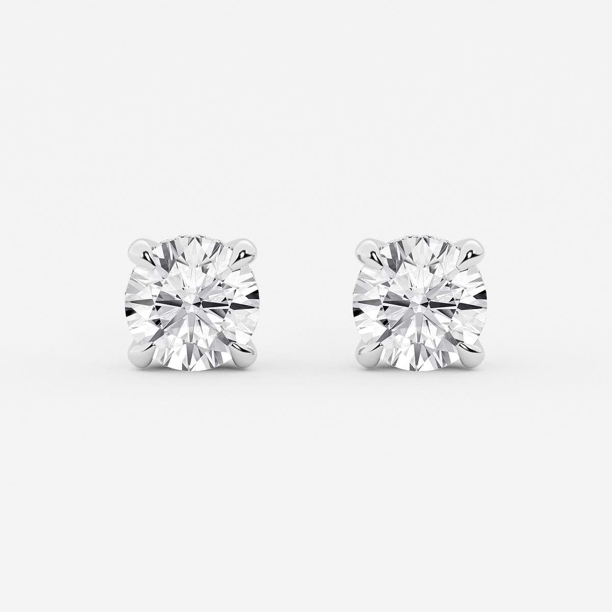 4 ctw Round Lab Grown Diamond Hidden Halo Basket Stud Earrings Platinum, H, SI