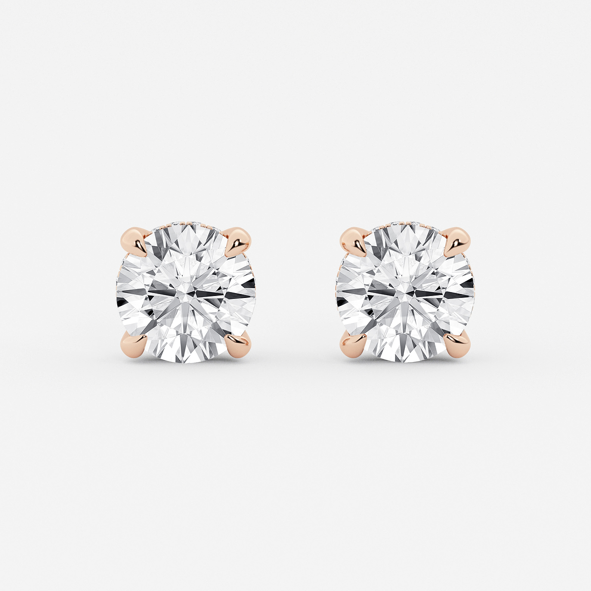5 ctw Round Lab Grown Diamond Hidden Halo Basket Stud Earrings