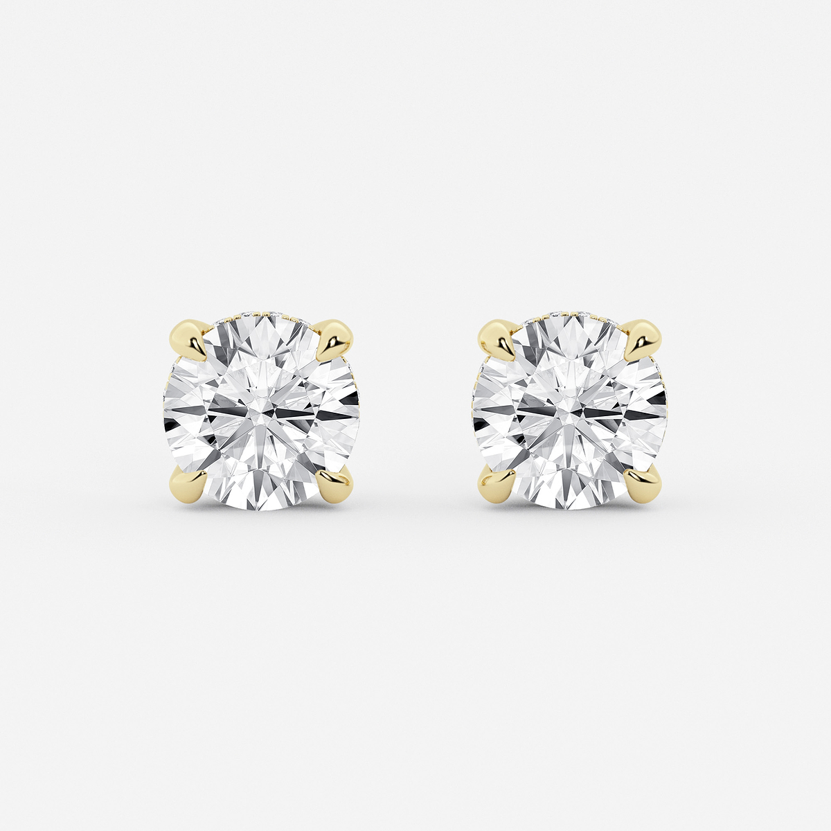 5 ctw Round Lab Grown Diamond Hidden Halo Basket Stud Earrings