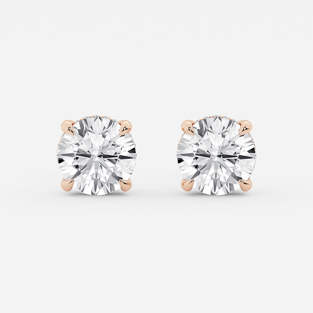 6 ctw Round Lab Grown Diamond Hidden Halo Basket Stud Earrings