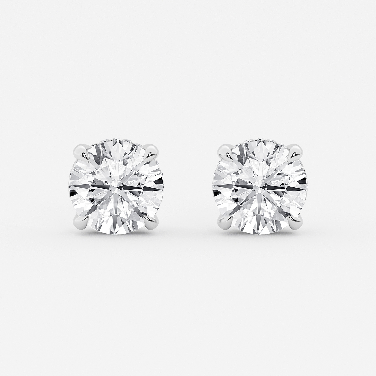 6 ctw Round Lab Grown Diamond Hidden Halo Basket Stud Earrings