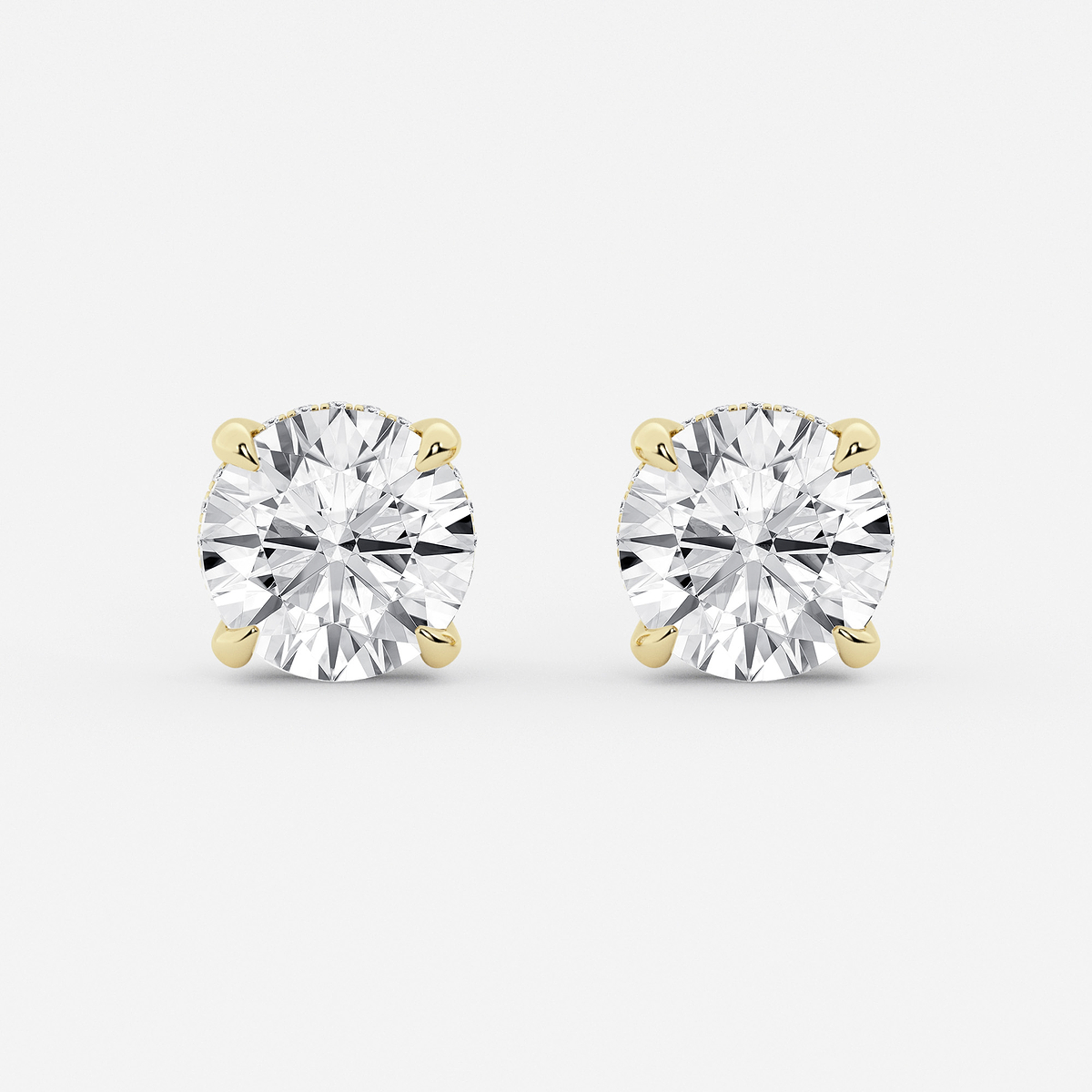 6 ctw Round Lab Grown Diamond Hidden Halo Basket Stud Earrings