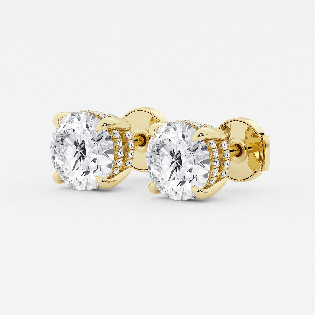 Additional Image 1 for  6 ctw Round Lab Grown Diamond Hidden Halo Basket Stud Earrings