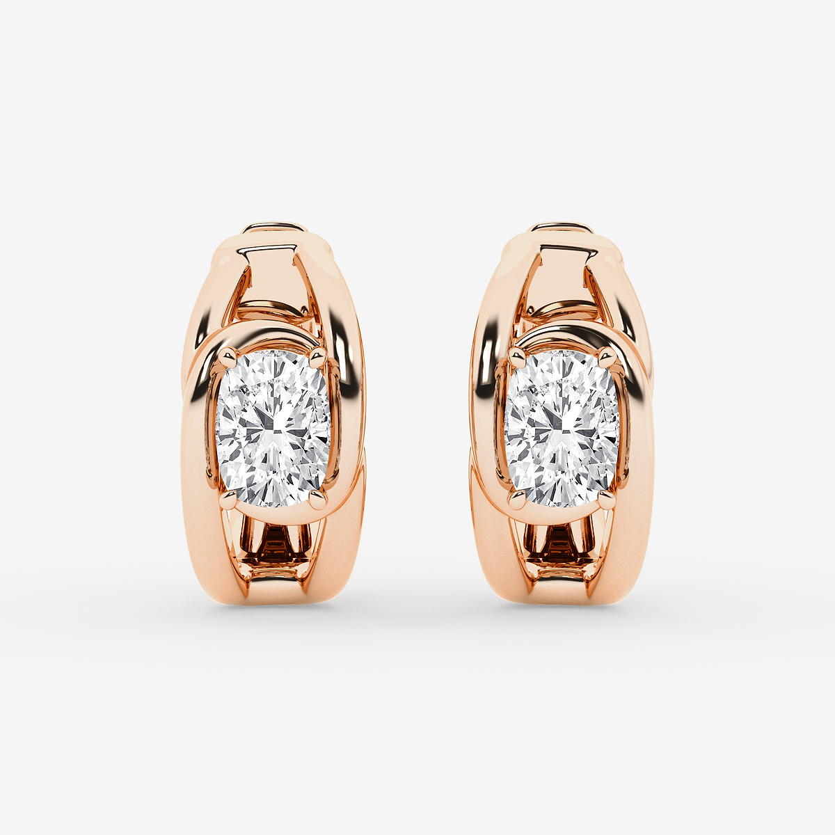 3 ctw Elongated Cushion Lab Grown Diamond Curve Huggie Hoop Earrings