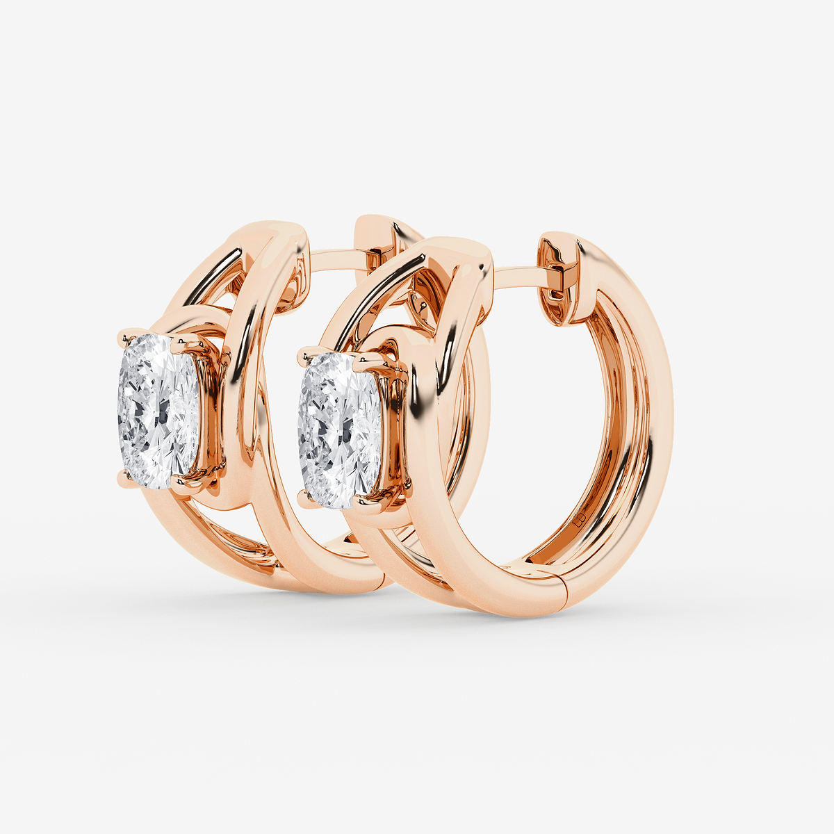 Additional Image 1 for  3 ctw Elongated Cushion Lab Grown Diamond Curve Huggie Hoop Earrings