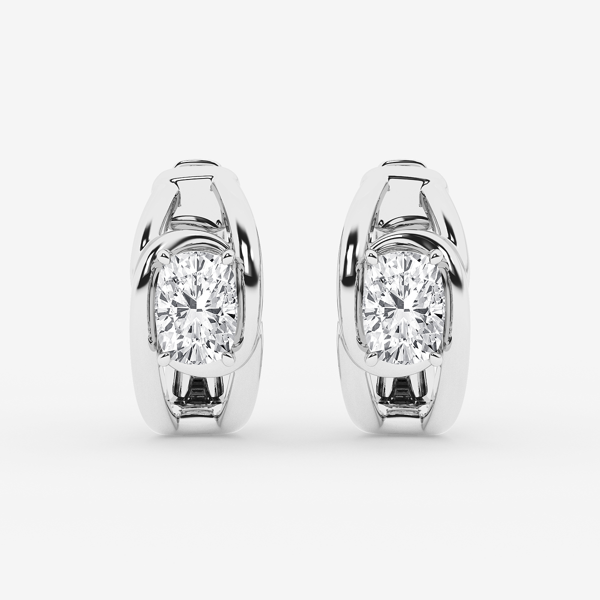 3 ctw Elongated Cushion Lab Grown Diamond Curve Huggie Hoop Earrings