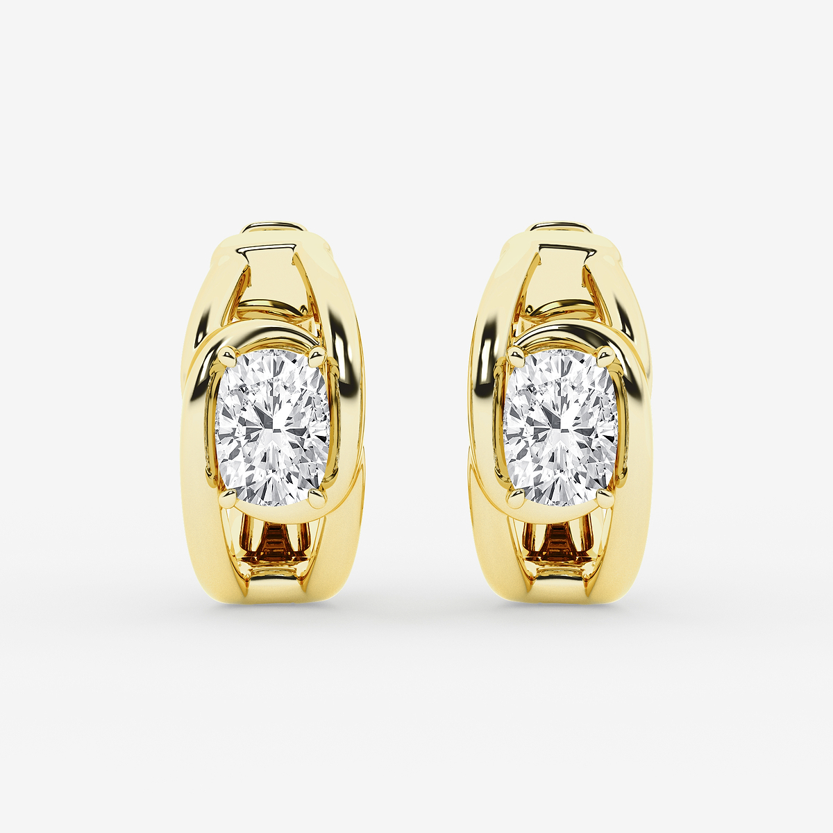 3 ctw Elongated Cushion Lab Grown Diamond Curve Huggie Hoop Earrings