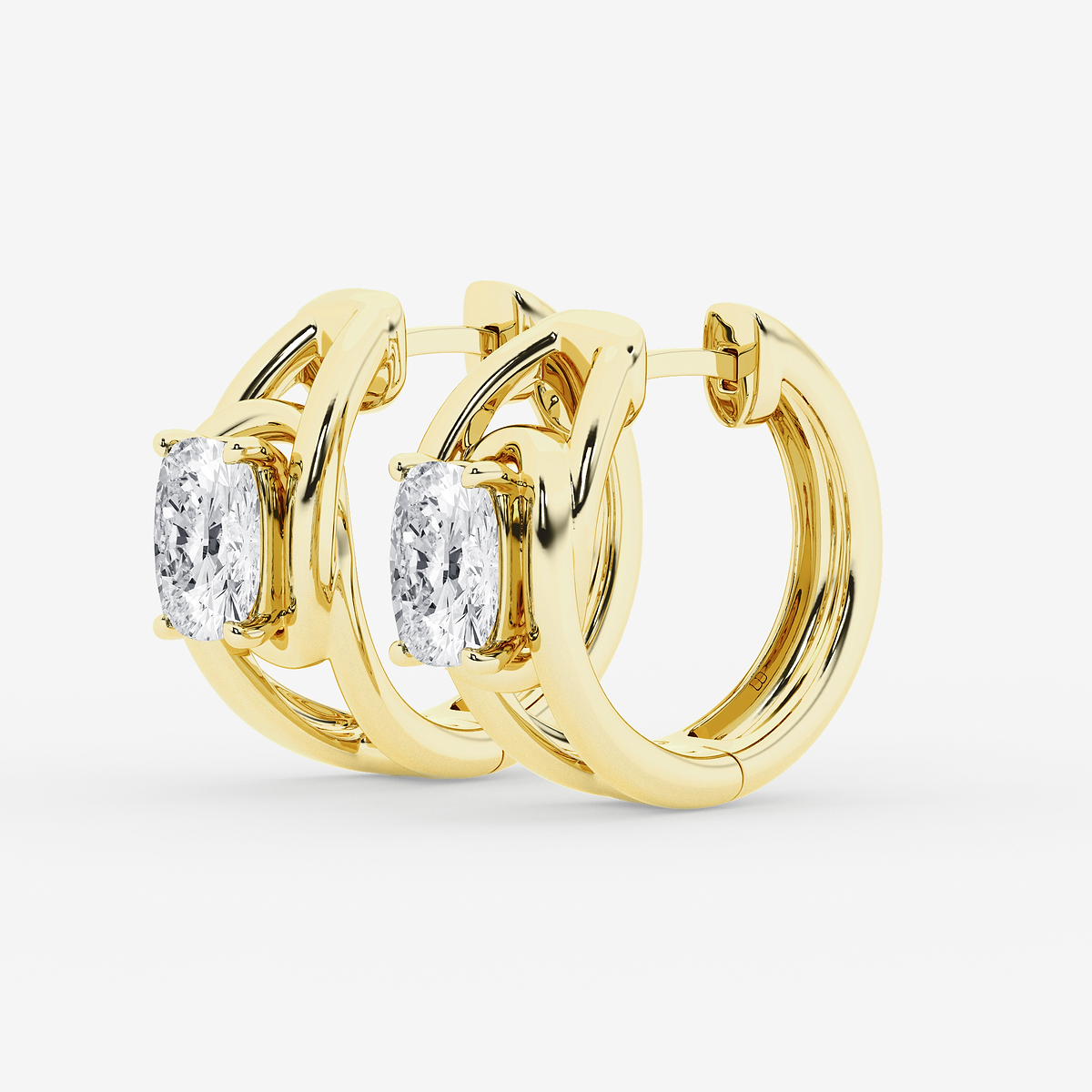 Additional Image 1 for  3 ctw Elongated Cushion Lab Grown Diamond Curve Huggie Hoop Earrings