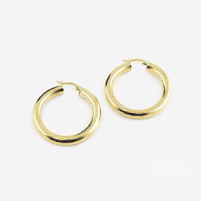 Texture Round Hoop Earrings - 15mm