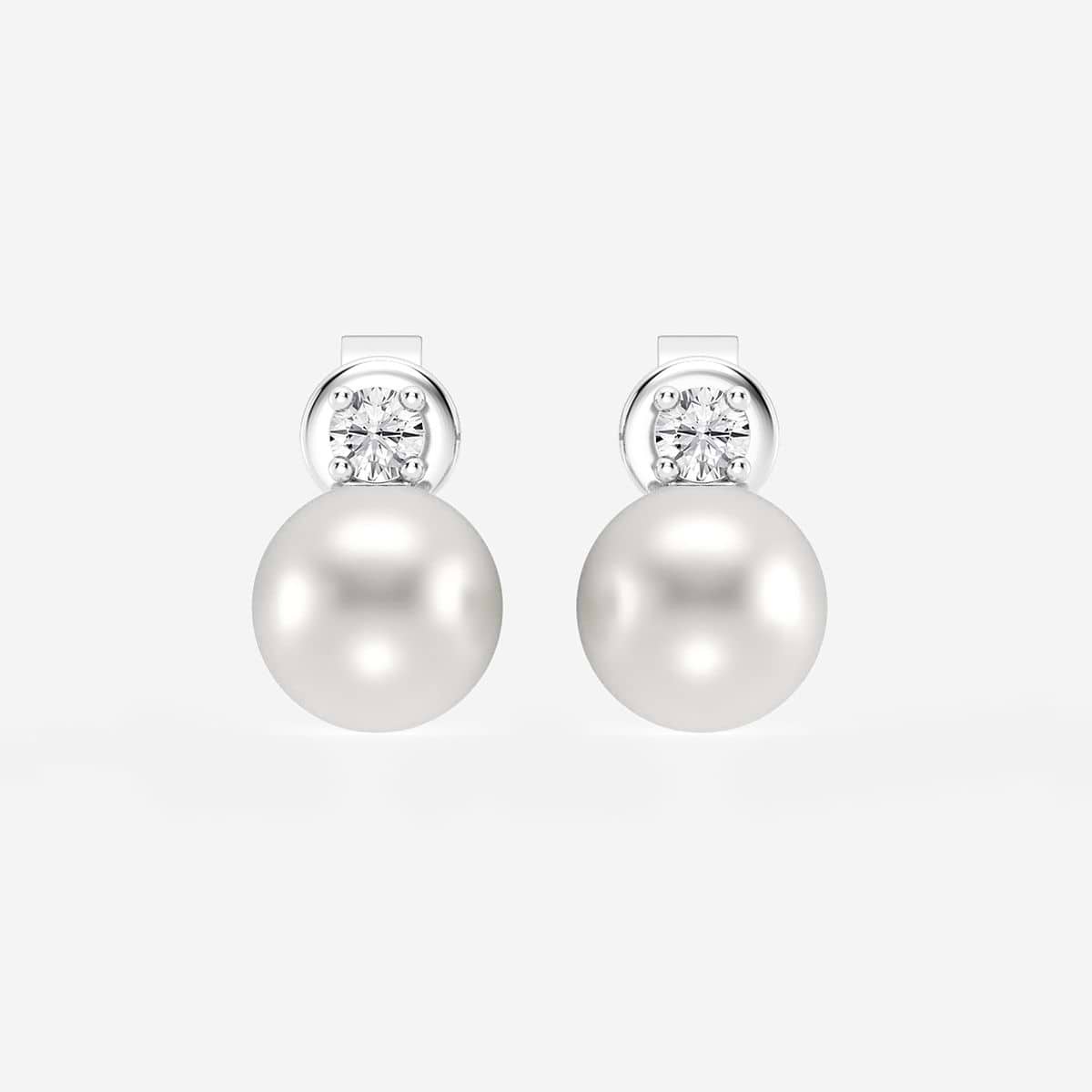 6.5 - 7.0 mm Cultured Freshwater Pearl and 0 ctw Lab Grown Diamond Stud Earrings 14K White Gold