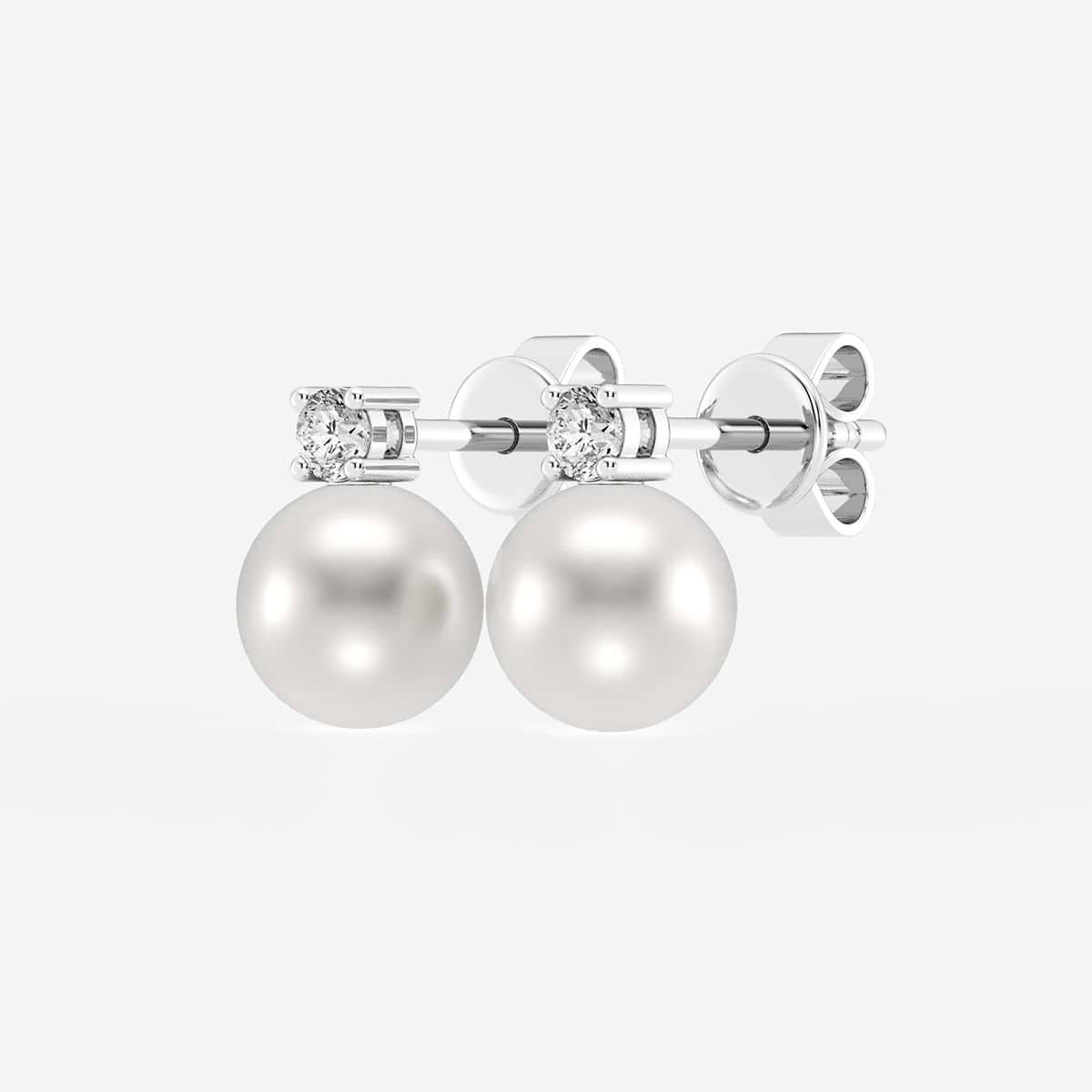 6.5 - 7.0 mm Cultured Freshwater Pearl and 0 ctw Lab Grown Diamond Stud Earrings 14K White Gold